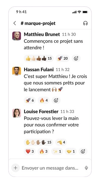 Capture d’écran de l’application Slack